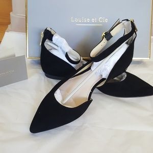 Louise et Cie Suede Pointed Toe Ankle Strap Flats